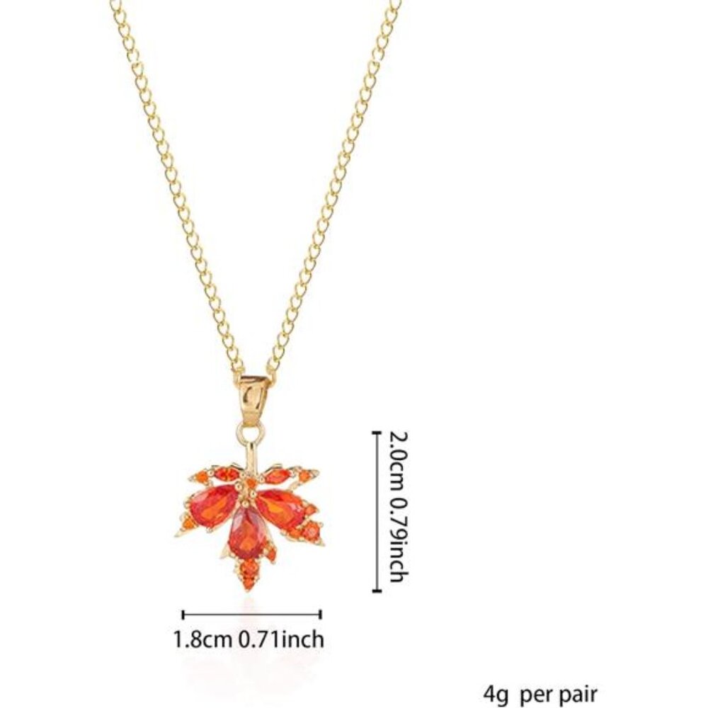 Maple leaf Dainty Chain Simple Pendant Necklace for Women Cute Cubic Zirconia - Picture 6 of 8